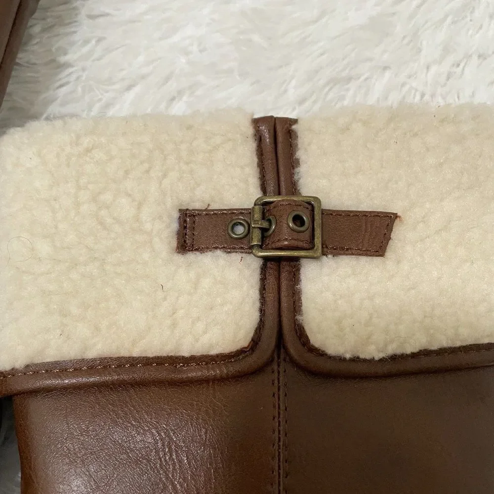 Unr8ed Toddlers Faux Leather Mid Calf Winter Boots Brown Size 3M Winter Casual